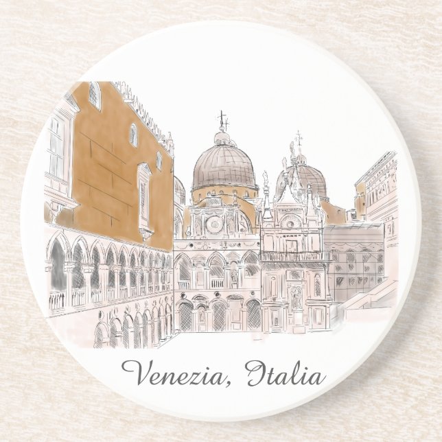 Venedig St. Marks Square Klassische Illustration Getränkeuntersetzer (Vorne)