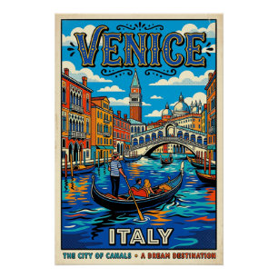 Venedig Stadt der Kanäle Vintage Reiseposter Poster