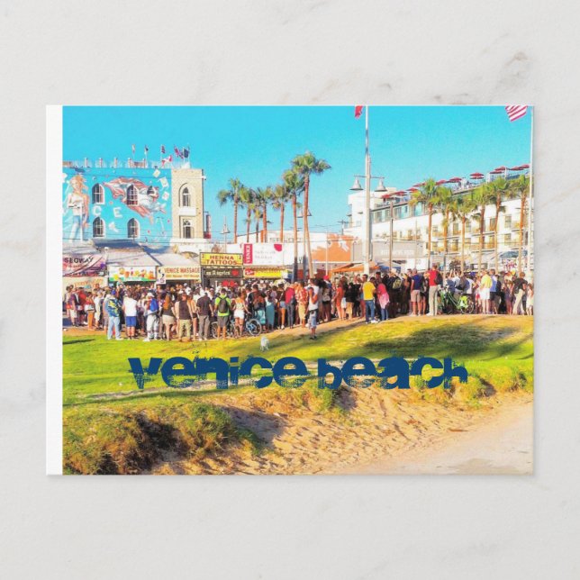 VENEDIG-STRAND-UNTERHALTUNGS-ZYKLUS POSTKARTE (Vorderseite)