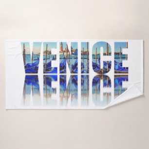 Venedig-Text mit Reflektion Badehandtuch