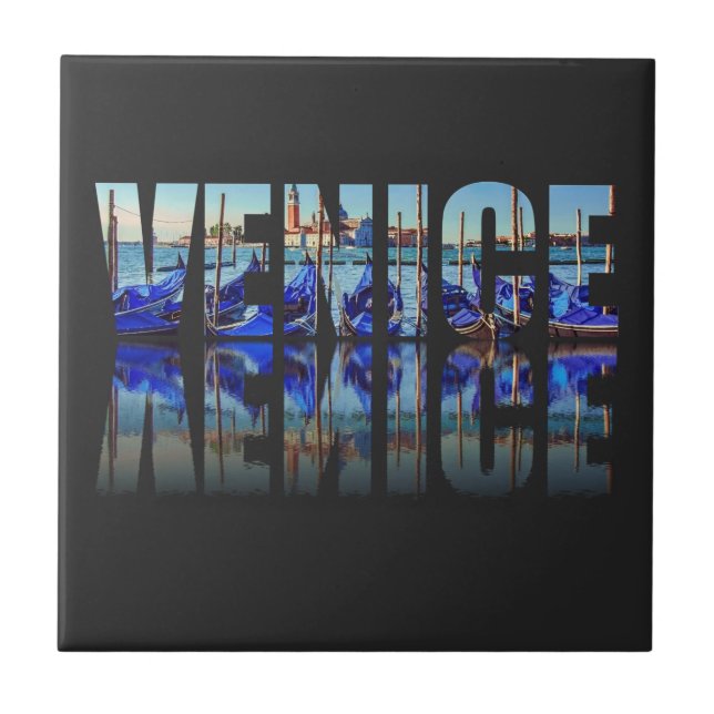 Venedig-Text mit Reflektion Fliese (Vorderseite)