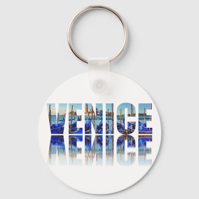 Venedig-Text mit Reflektion Schlüsselanhänger (Vorderseite)