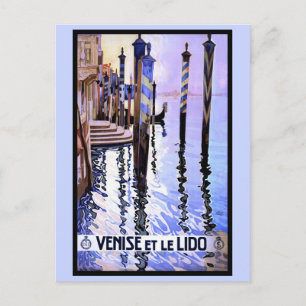 Venedig und Lido Vintages italienisches Reiseplaka Postkarte