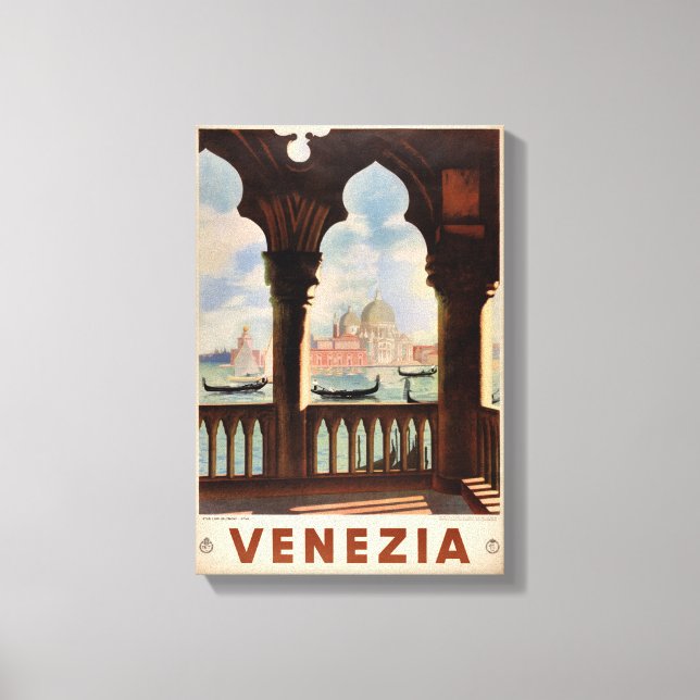 Venedig Venezia Vintage Reiseplaner restauriert Leinwanddruck (Vorderseite)