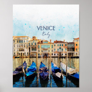 VENEDIG VENEZIA watercolor - Italien Reisen Souven Poster