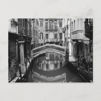 Venedig Wasserstraße Schwarz-Weiß Postkarte