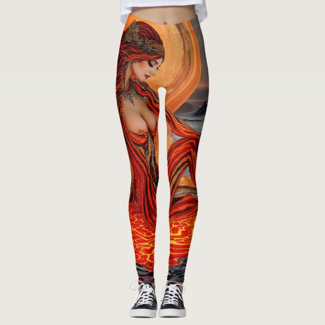 "Venen des Vulkans" - Vulkanerportrait Leggings (Vorderseite)