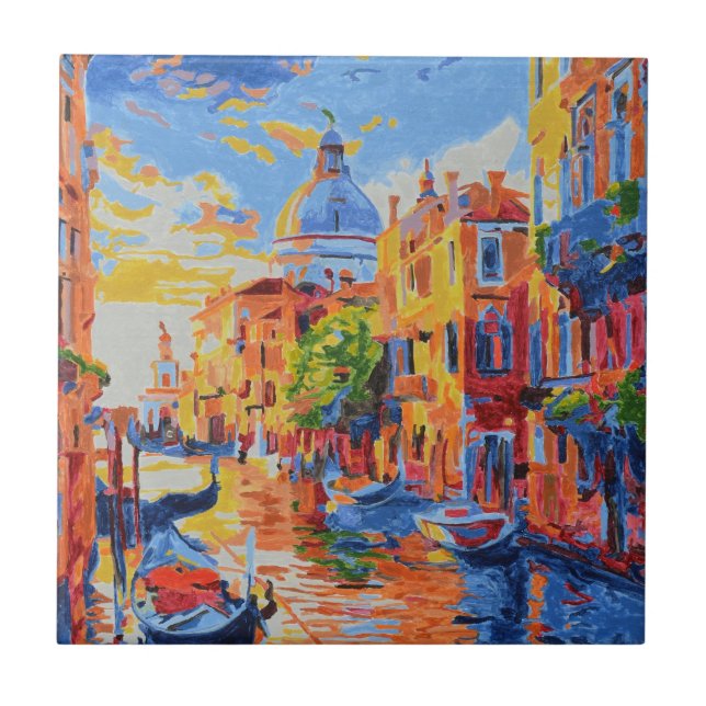 Venetian Canal at Sunset tile  Fliese (Vorderseite)