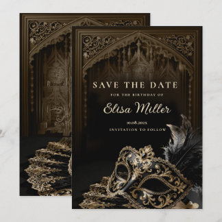 Venetian Gothic Masquerade Party Save the Date Einladung
