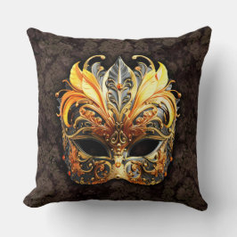 Venetian Masquerade Golden Mask Kissen