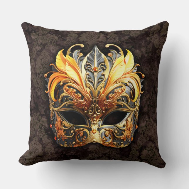 Venetian Masquerade Golden Mask Kissen (Vorderseite)