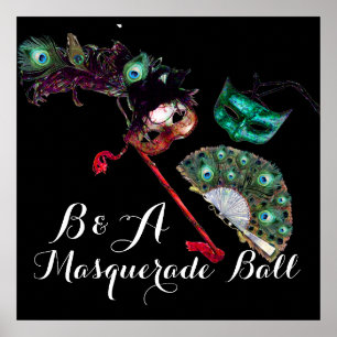 VENETIANISCHE MARDI GRAS MASKEN MASKENBALL MONOGRA POSTER