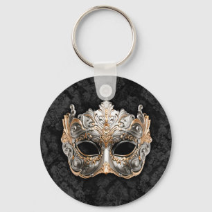 Venetianische Maske in Silber-Wurfkissen Schlüsselanhänger