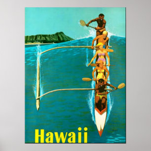 Venez à Hawaii poster vintage