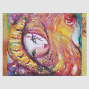 VENEZIANISCH MASQUERADE - MASK IN YELLOW SEIDENPAPIER