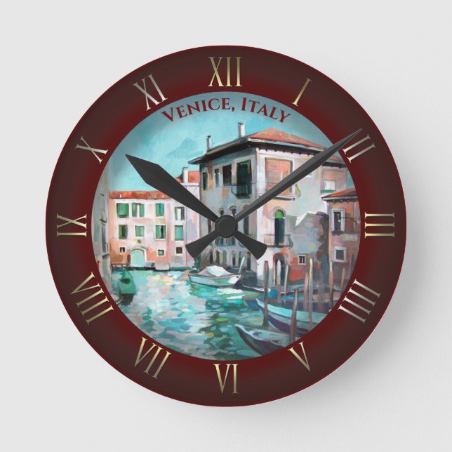 Venezianische Boote Runde Wanduhr (Vorderseite)