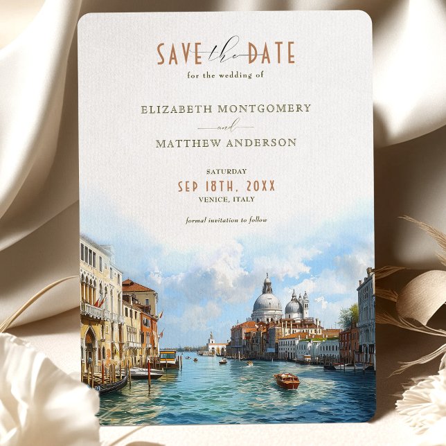 Venezianische Elegance Waterfront Rett-the-Date Einladung (Von Creator hochgeladen)