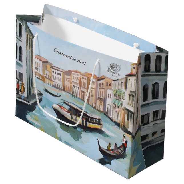 Venezianische Gondeln und Vaporetto Große Geschenktüte (Vorderseite Schrägansicht)