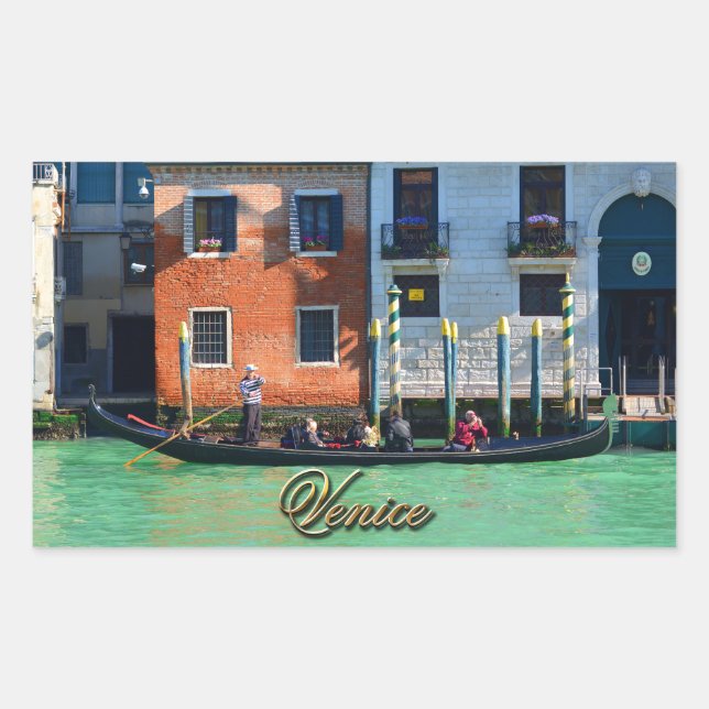 Venezianische Gondoliere Rechteckiger Aufkleber (Vorderseite)