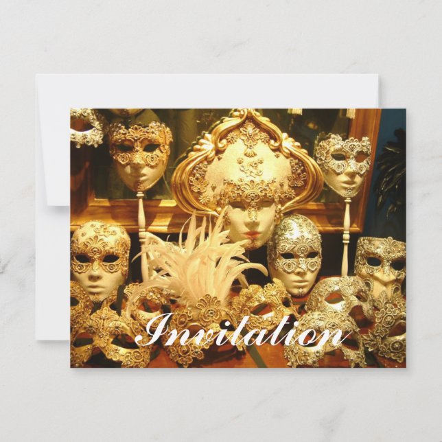 Venezianische Karneval-Masken Einladung (Vorderseite)