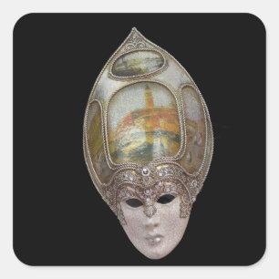 Venezianische Maske Quadratischer Aufkleber