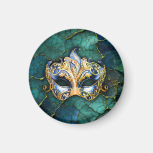 Venezianische Maske zum Aquamarin-blauen Hintergru Magnet