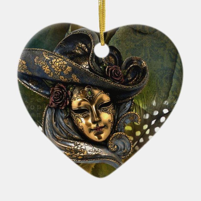 Venezianische Masken-Fantasie Keramikornament (Vorne)