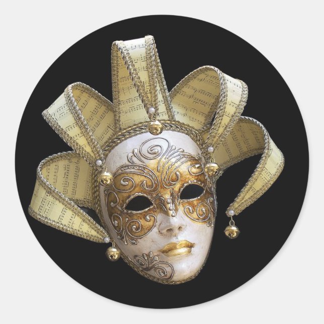 Venezianische Masken Runder Aufkleber (Vorderseite)