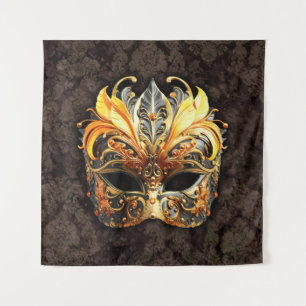 Venezianische Maskerade Goldene Maske Wandteppich