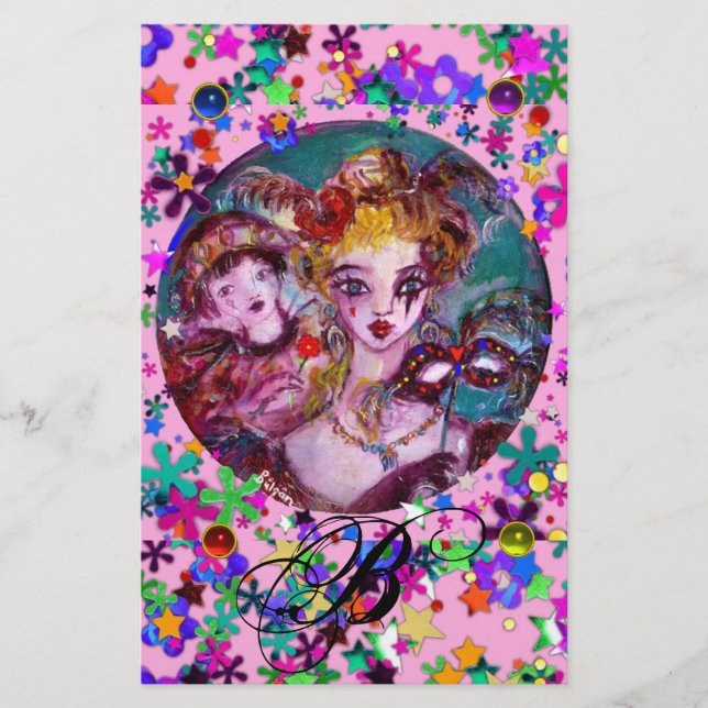 VENEZIANISCHE MASQUERADE-LIEBER,MASKEN KONFETTI-MO BRIEFPAPIER (Vorderseite)