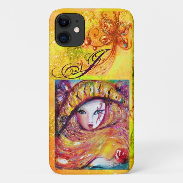 VENEZIANISCHE MASQUERADE - MASK IM GELBEN MONOGRAM Case-Mate iPhone HÜLLE (Rückseite)
