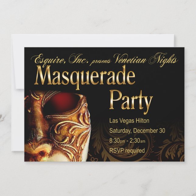 Venezianische Nächte Masquera Party Einladung (Vorderseite)