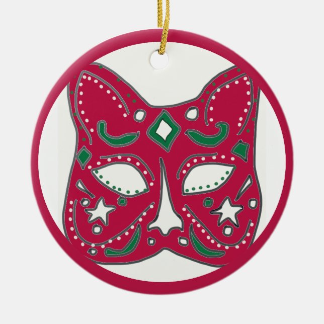 Venezianische rote Maskengestaltung Keramik Ornament (Vorne)