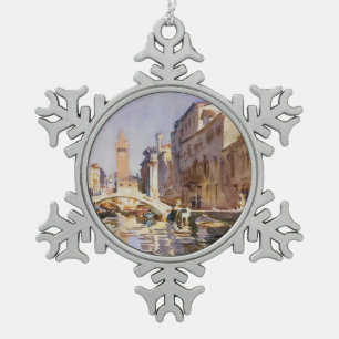 Venezianischer Kanal Schneeflocken Zinn-Ornament