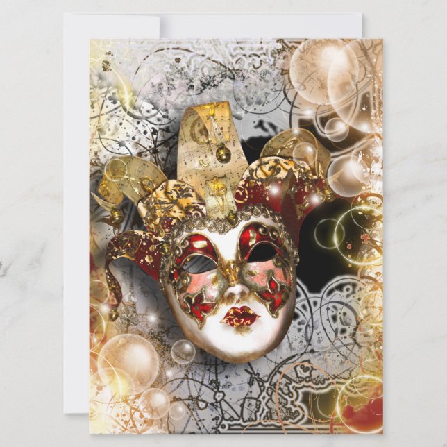Venezianisches Karneval-Party der Maskerademaske Einladung (Vorderseite)