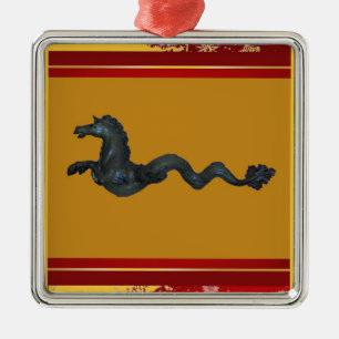 Venezianisches Murano Glass Horse Ornament Aus Metall
