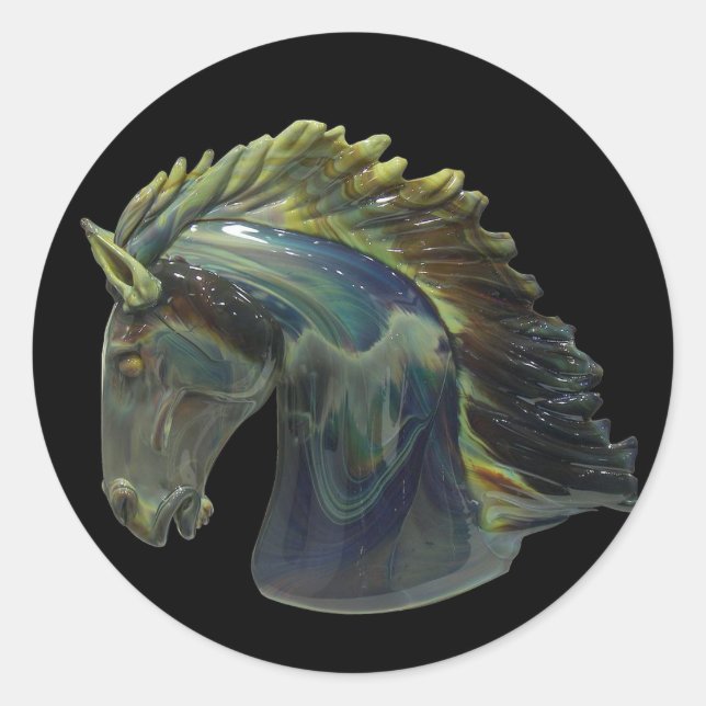 Venezianisches Murano Glass Horse Runder Aufkleber (Vorderseite)