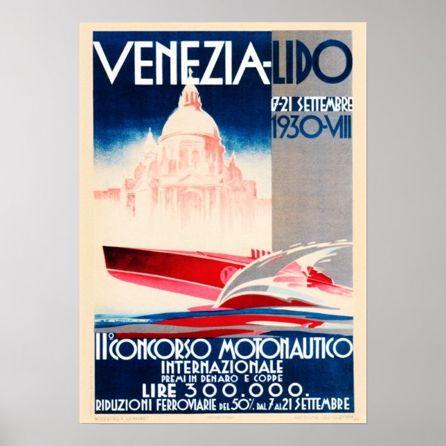 Venezio Lido 1930 Int Motorboat Competition Meet Poster (Vorne)