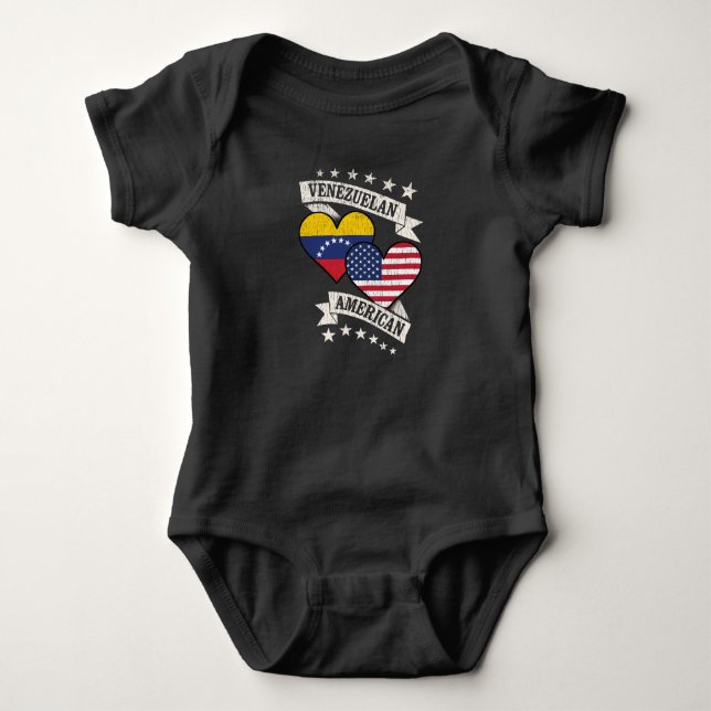 Venezolanische amerikanische Herzfahnen Venezuela  Baby Strampler (Vorderseite)