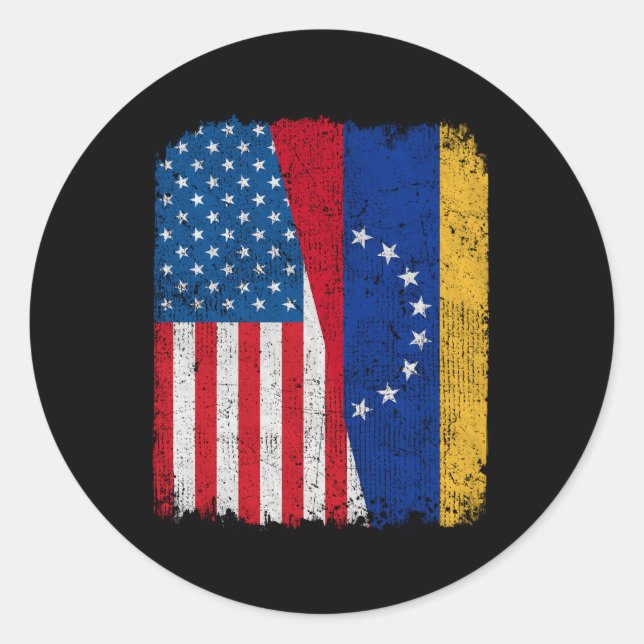 Venezolanische Fahne Halbe US-Venezuela Wurzel P Runder Aufkleber (Vorderseite)