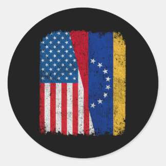 Venezolanische Fahne Halbe US-Venezuela Wurzel P Runder Aufkleber