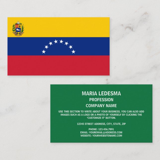 Venezolanische Flagge, Flagge Venezuelas Visitenkarte (Vorne/Hinten)