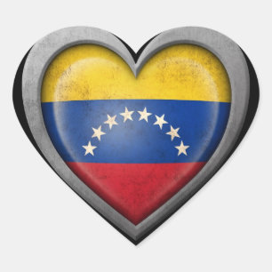Venezolanische Herz-Flagge mit Metalleffekt Herz-Aufkleber