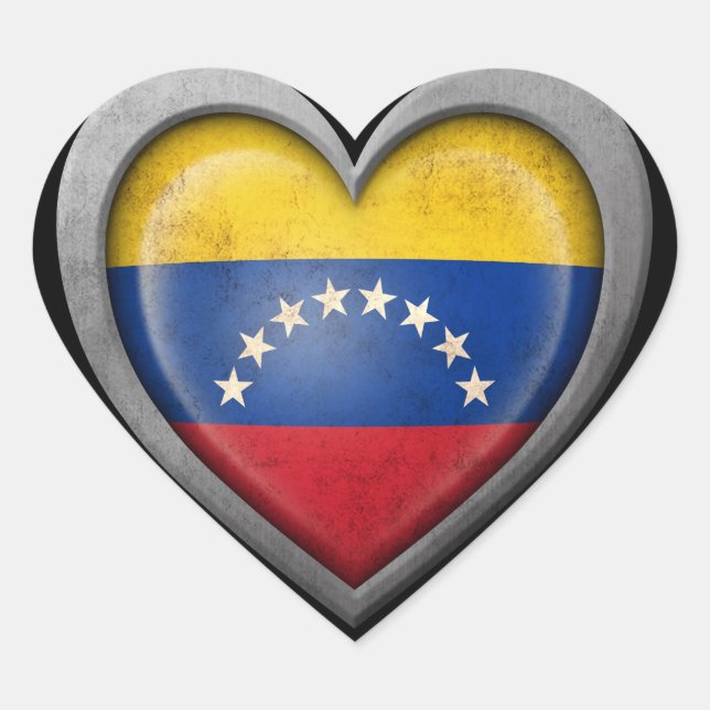 venezolanische Herzenflagge mit Metal-Effekt Herz-Aufkleber (Vorderseite)
