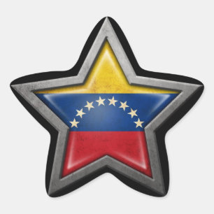 Venezolanischer Flaggenstern in Schwarz Stern-Aufkleber
