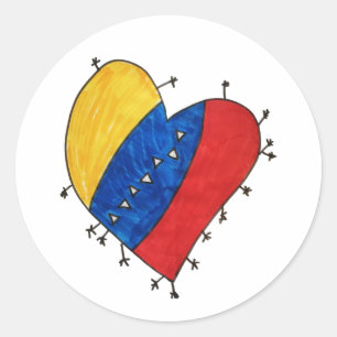 Venezolanisches Herz gelb, blau und rot Runder Aufkleber