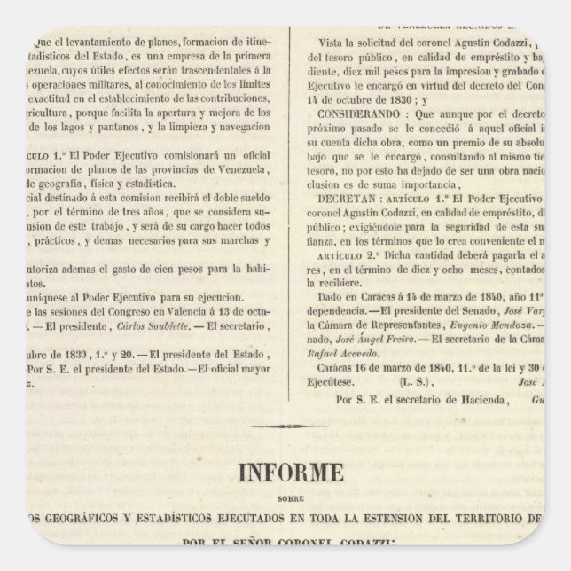 Venezuela 2 quadratischer aufkleber (Vorderseite)