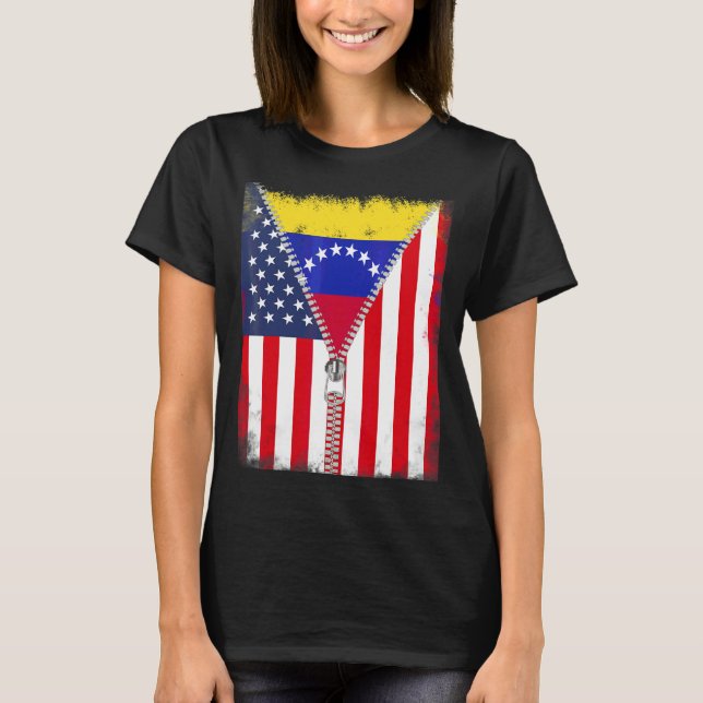 Venezuela American Flag Zip T-Shirt (Vorderseite)