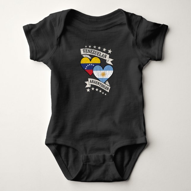 Venezuela Argentinier Herzflags Venezuela Argent Baby Strampler (Vorderseite)