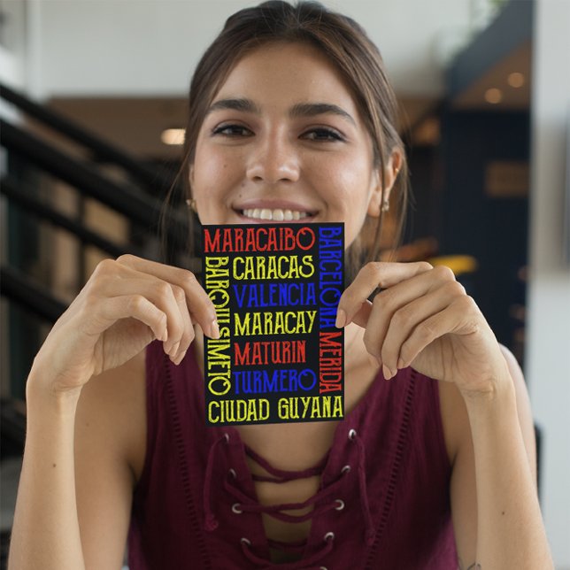 Venezuela Caracas City Names Postkarte (Venezuela Flag City Names Postcard)